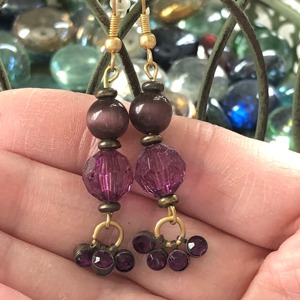 Vintage Drop Earrings Dangle Upcycled